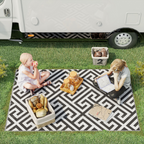 121x182cm Reversible Outdoor Rug Portable Plastic Straw RV  Outsunny