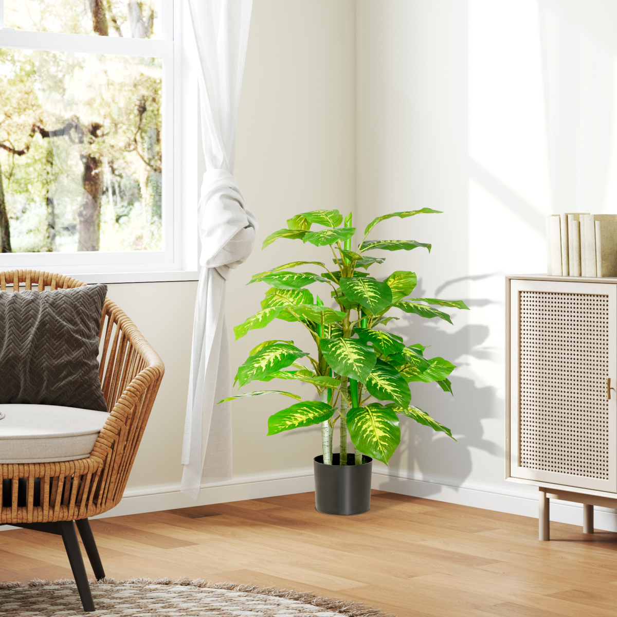 Artificial Evergreen Tree Fake Decorative Plant in Nursery Pot, 95cm