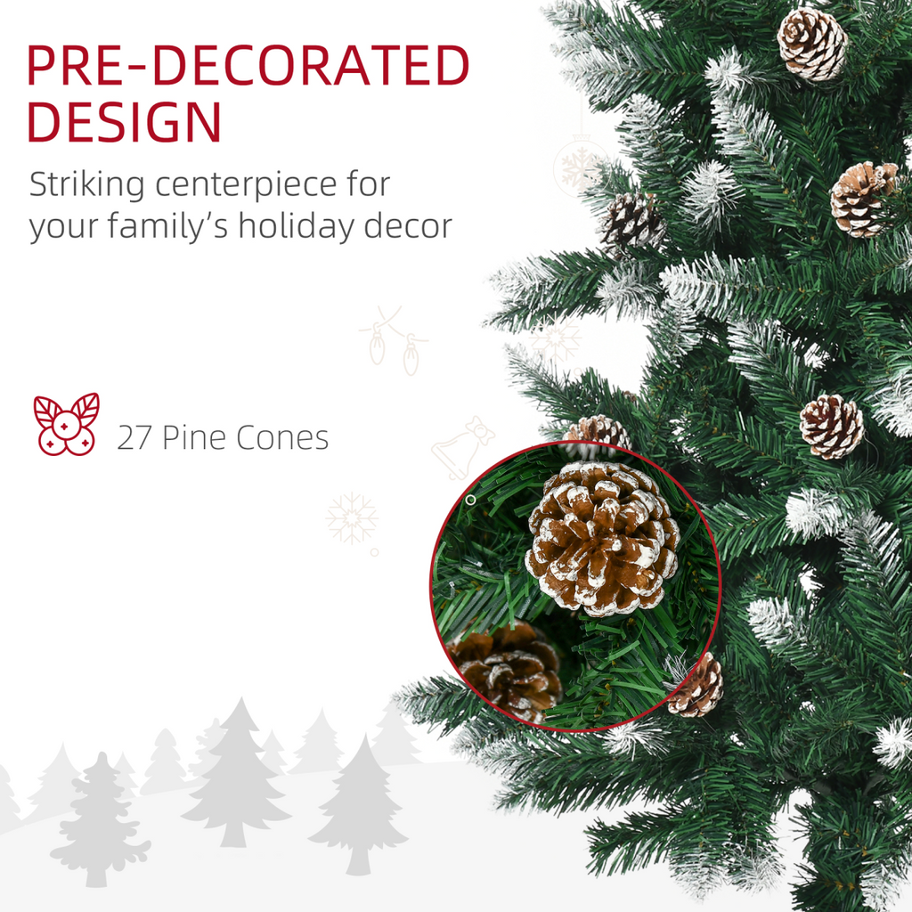 5' Snow Artificial Christmas Tree Holiday Home Decor with Pine Cones