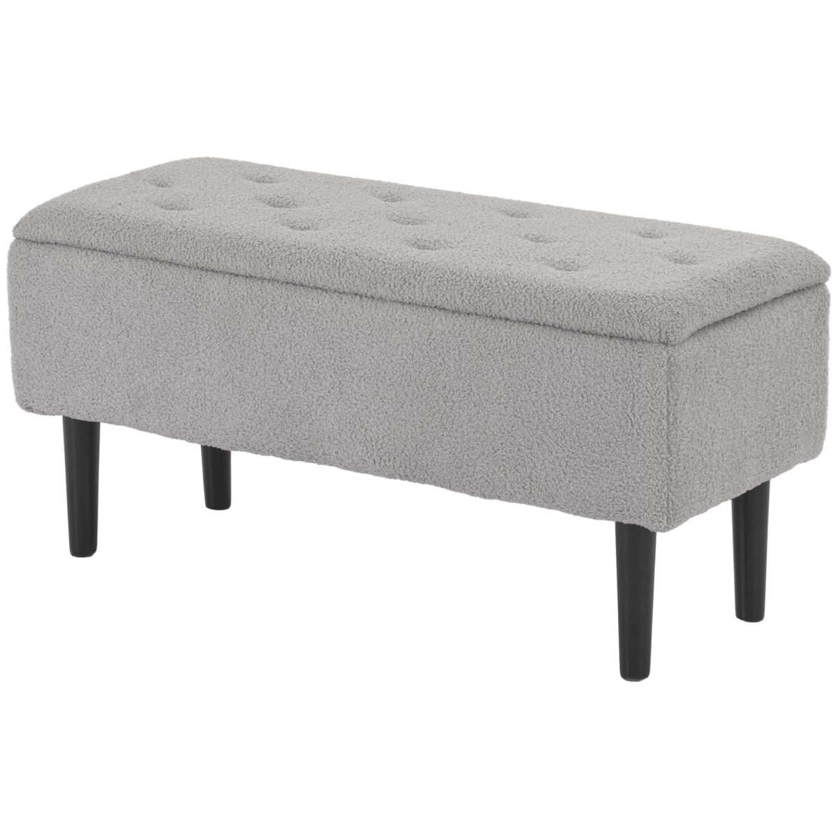 HOMCOM 15" Ottoman Storage Box with Wooden Legs and 47L Storage Capacity, Grey